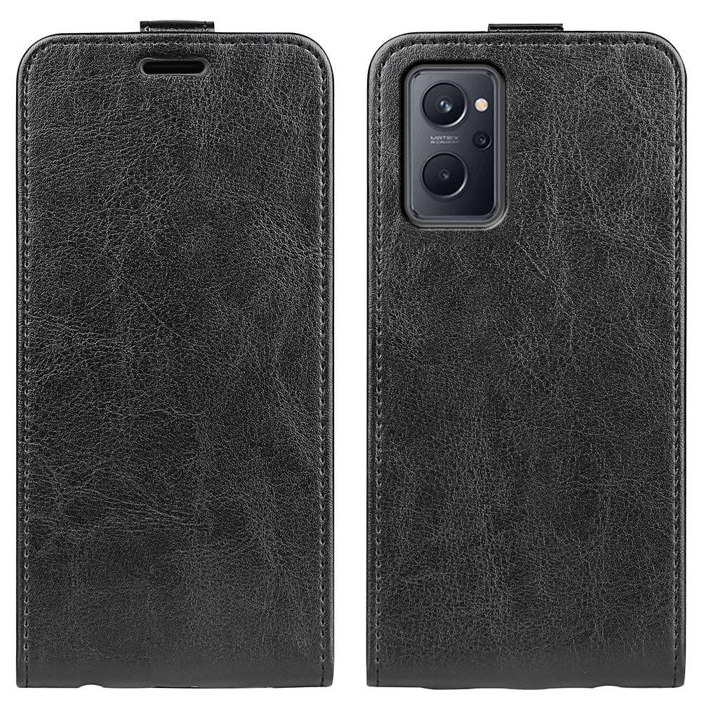 For Realme 9i/Oppo A36 4G/A76 4G Vertical Flip Case Crazy Horse Texture PU Leather Protective Cover with Card Holder