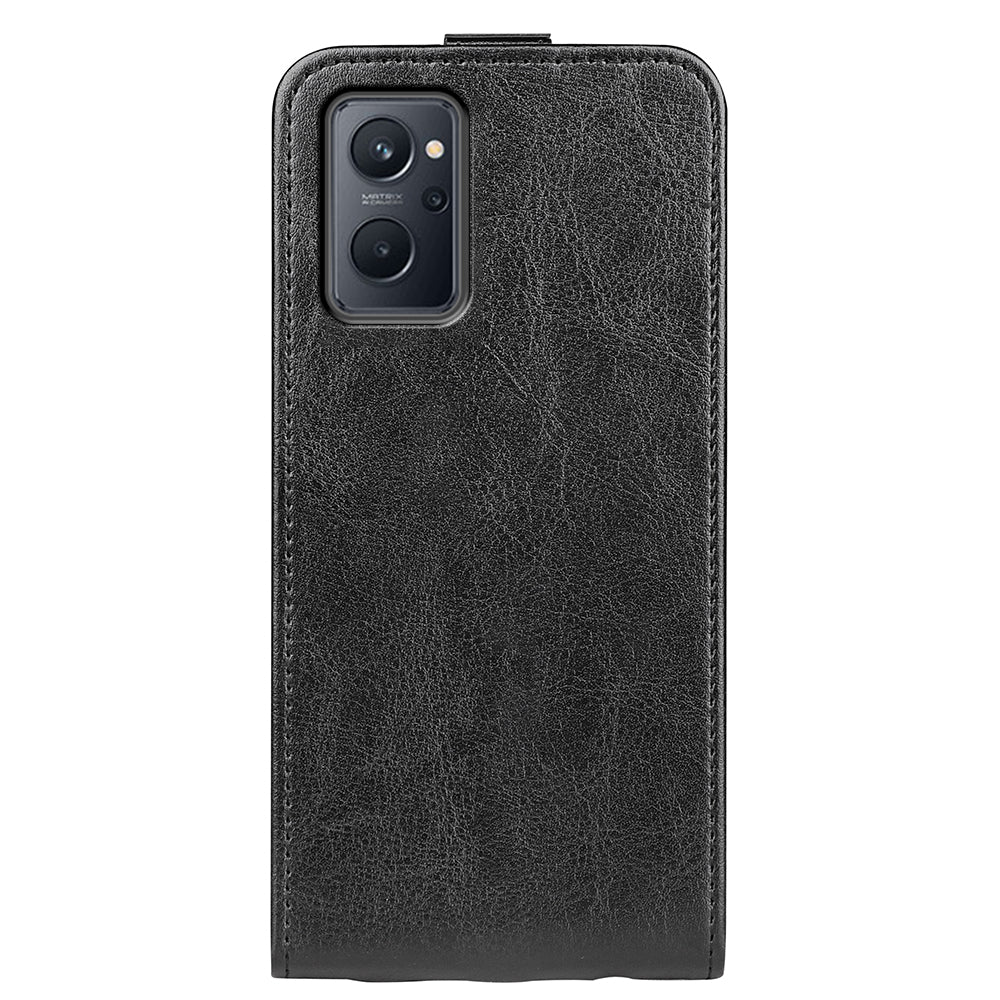 For Realme 9i/Oppo A36 4G/A76 4G Vertical Flip Case Crazy Horse Texture PU Leather Protective Cover with Card Holder