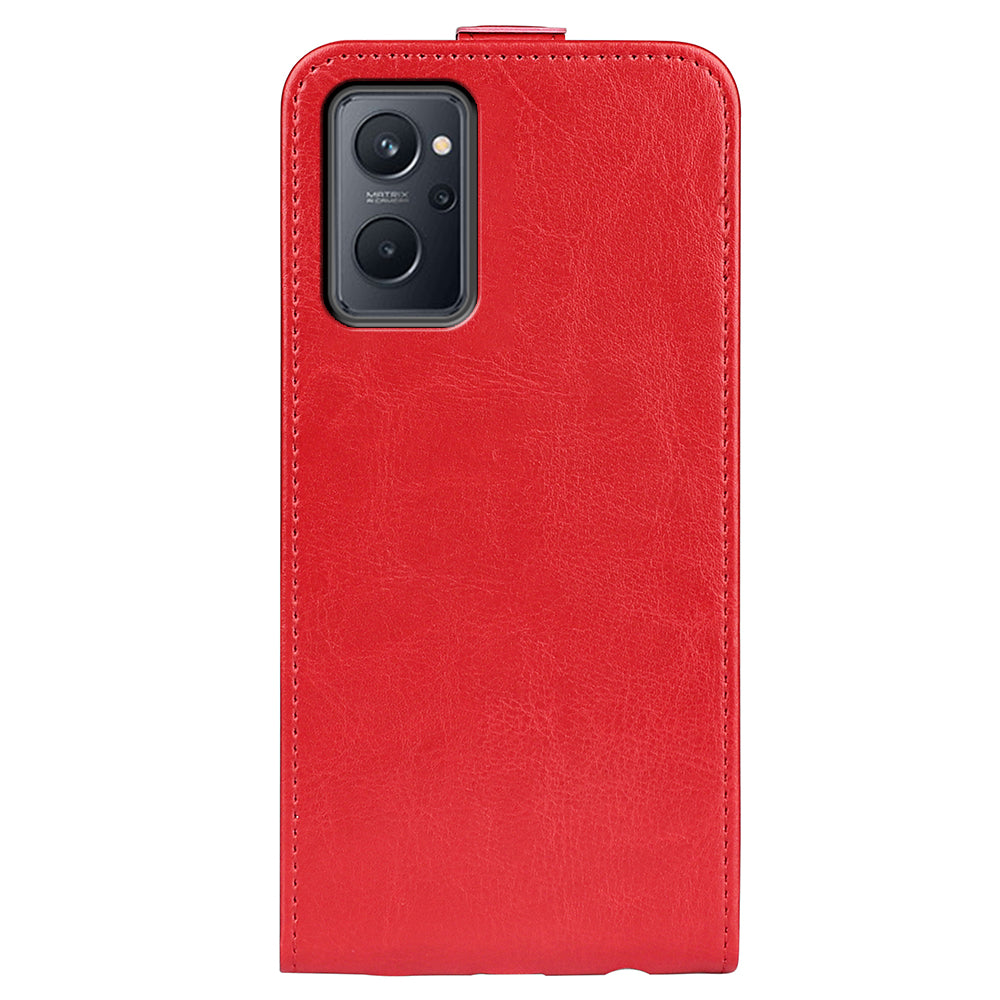 For Realme 9i/Oppo A36 4G/A76 4G Vertical Flip Case Crazy Horse Texture PU Leather Protective Cover with Card Holder