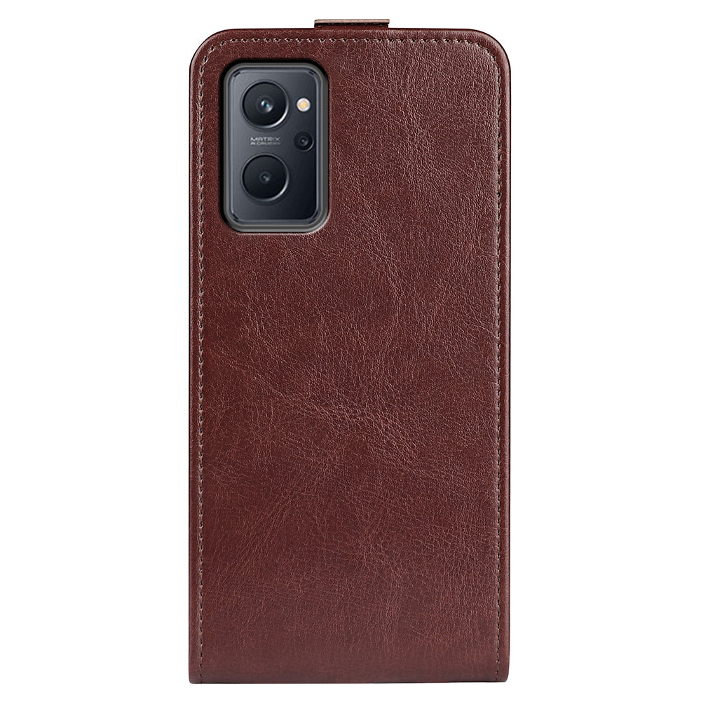 For Realme 9i/Oppo A36 4G/A76 4G Vertical Flip Case Crazy Horse Texture PU Leather Protective Cover with Card Holder