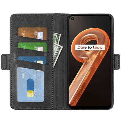 For Realme 9i/Oppo A36 4G/A76 4G Textured PU Leather Magnetic Case Full Body Protective Flip Wallet Phone Cover with Stand Feature