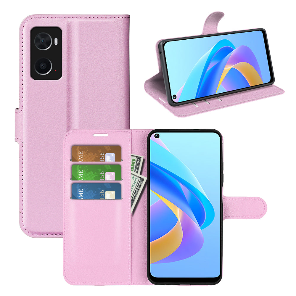 For Realme 9i/Oppo A36 4G/A76 4G PU Leather + TPU Leather Case Wallet Stand Overall Protection Litchi Texture Phone Cover