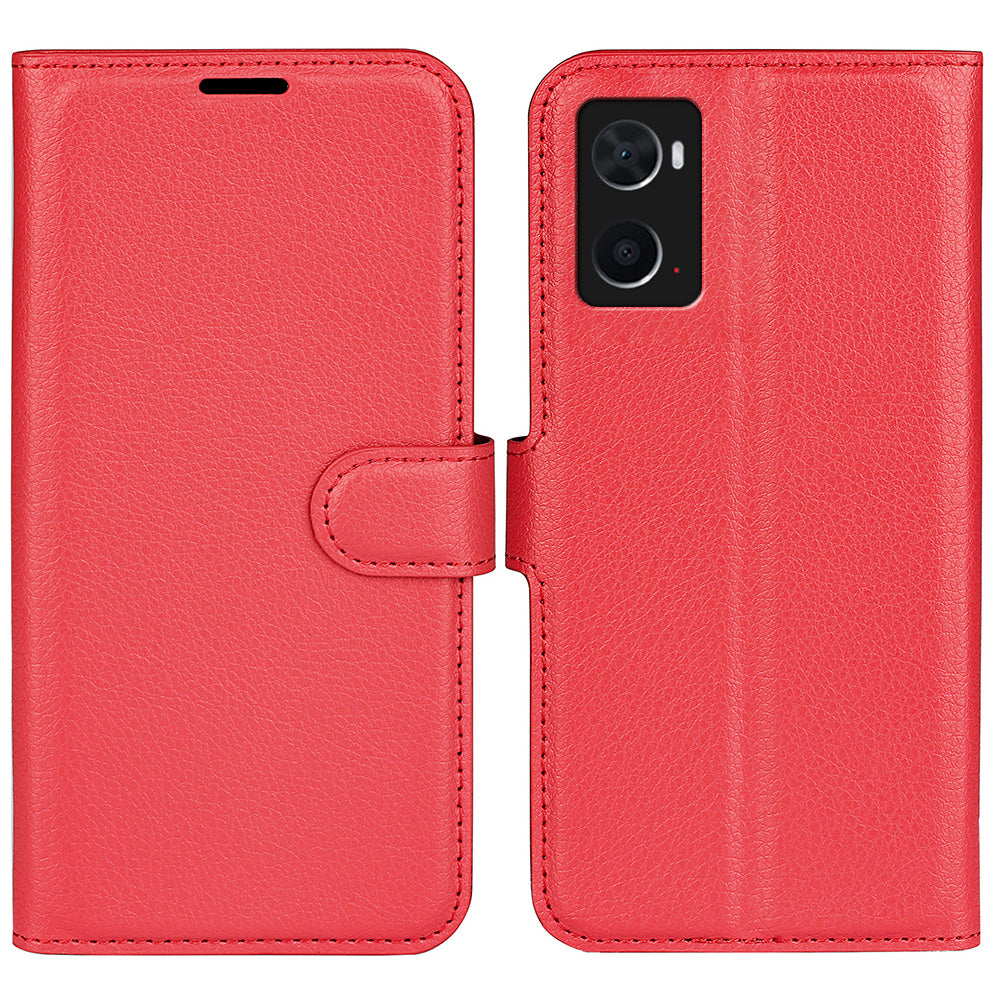 For Realme 9i/Oppo A36 4G/A76 4G PU Leather + TPU Leather Case Wallet Stand Overall Protection Litchi Texture Phone Cover