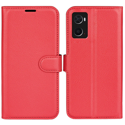 For Realme 9i/Oppo A36 4G/A76 4G PU Leather + TPU Leather Case Wallet Stand Overall Protection Litchi Texture Phone Cover