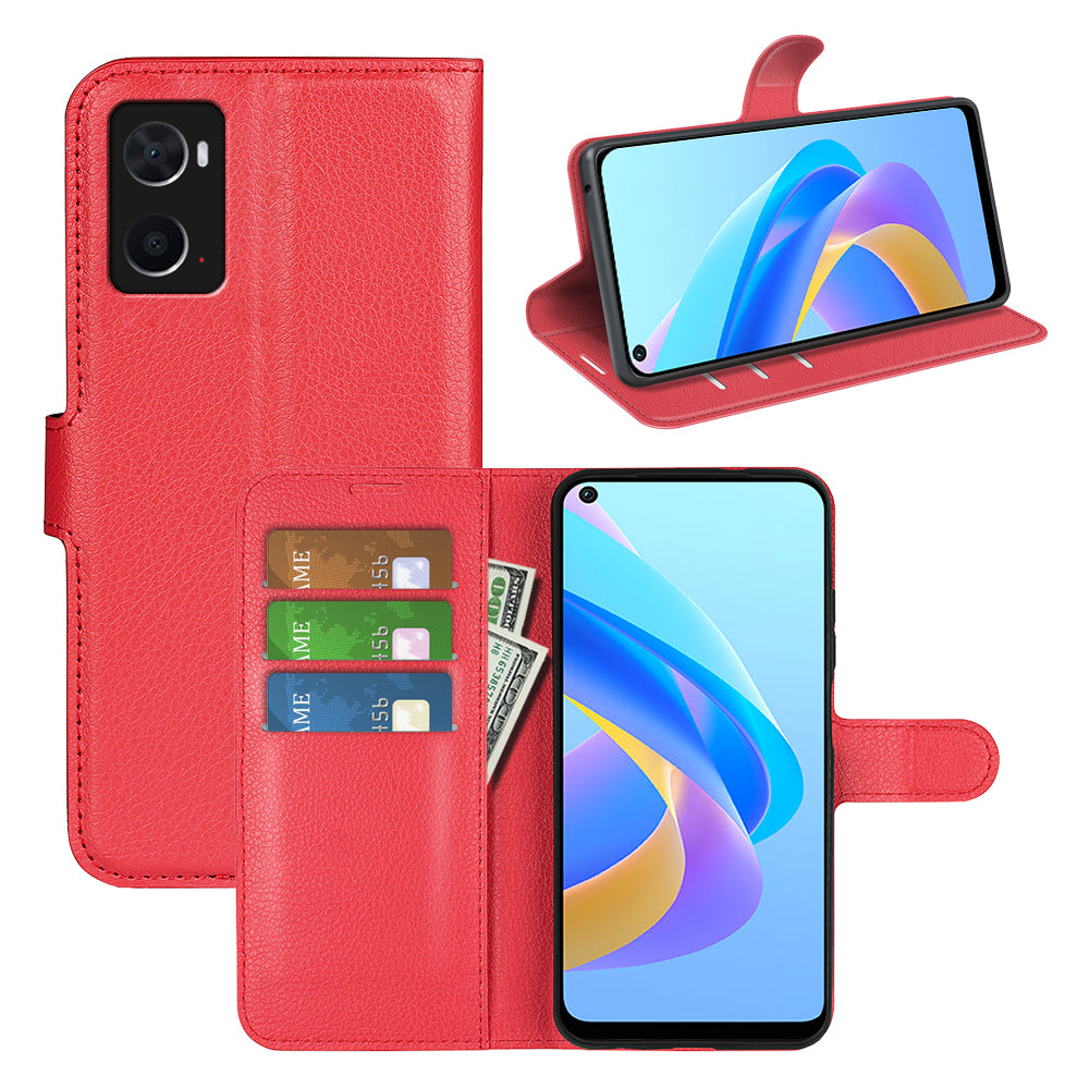 For Realme 9i/Oppo A36 4G/A76 4G PU Leather + TPU Leather Case Wallet Stand Overall Protection Litchi Texture Phone Cover