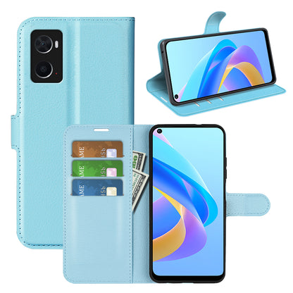 For Realme 9i/Oppo A36 4G/A76 4G PU Leather + TPU Leather Case Wallet Stand Overall Protection Litchi Texture Phone Cover