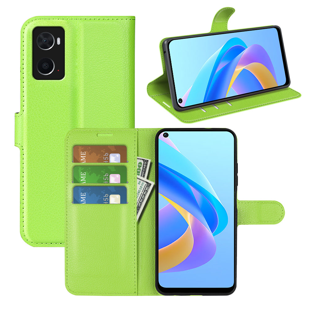 For Realme 9i/Oppo A36 4G/A76 4G PU Leather + TPU Leather Case Wallet Stand Overall Protection Litchi Texture Phone Cover