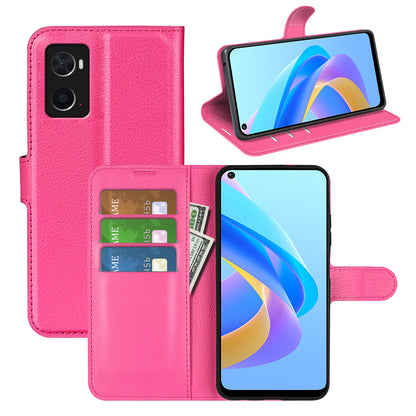 For Realme 9i/Oppo A36 4G/A76 4G PU Leather + TPU Leather Case Wallet Stand Overall Protection Litchi Texture Phone Cover