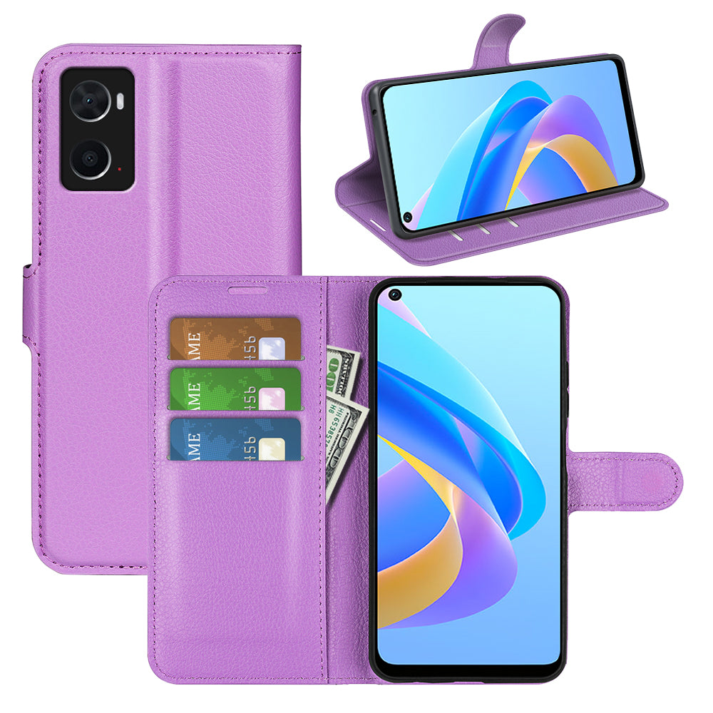 For Realme 9i/Oppo A36 4G/A76 4G PU Leather + TPU Leather Case Wallet Stand Overall Protection Litchi Texture Phone Cover