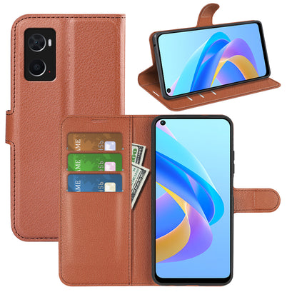 For Realme 9i/Oppo A36 4G/A76 4G PU Leather + TPU Leather Case Wallet Stand Overall Protection Litchi Texture Phone Cover