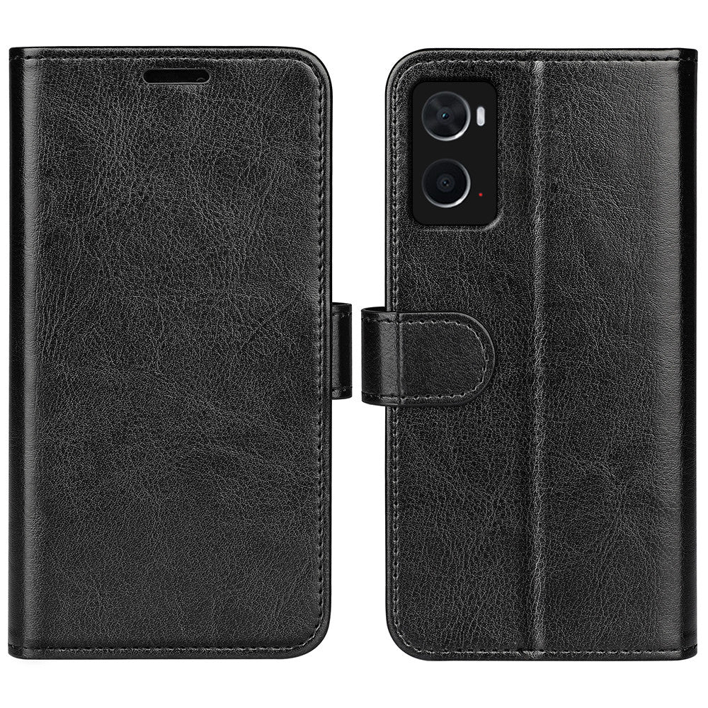 For Realme 9i/Oppo A36 4G/A76 4G Crazy Horse Texture Wallet Phone Case Drop Resistant Magnetic Clasp PU Leather Folio Flip Stand Cover