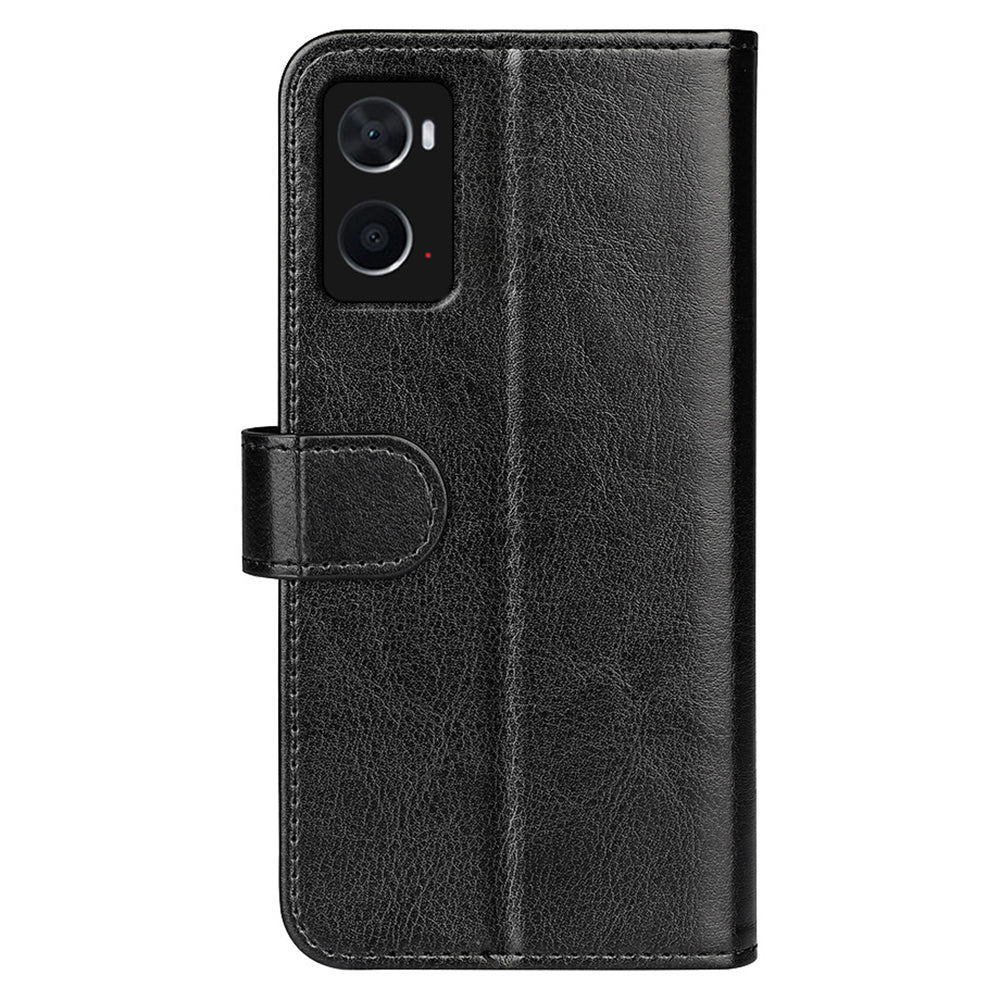 For Realme 9i/Oppo A36 4G/A76 4G Crazy Horse Texture Wallet Phone Case Drop Resistant Magnetic Clasp PU Leather Folio Flip Stand Cover