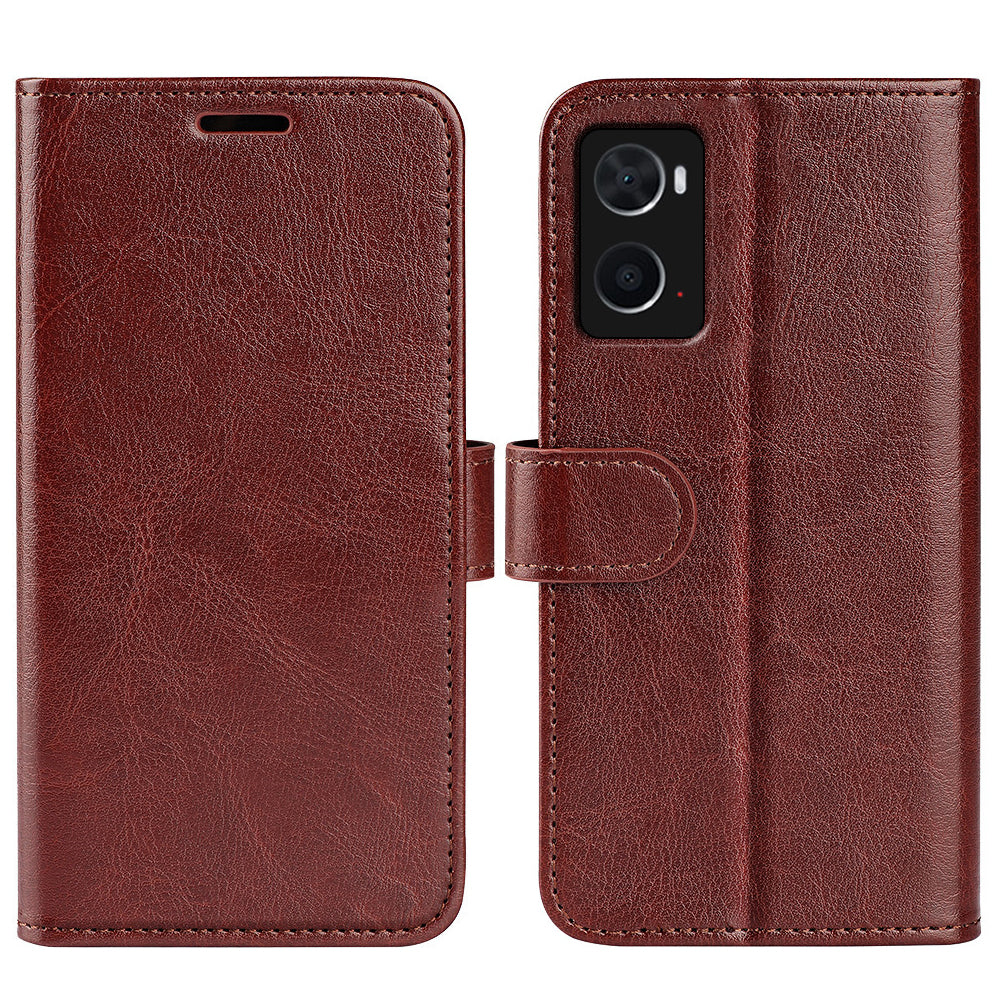 For Realme 9i/Oppo A36 4G/A76 4G Crazy Horse Texture Wallet Phone Case Drop Resistant Magnetic Clasp PU Leather Folio Flip Stand Cover