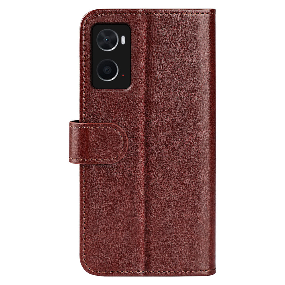 For Realme 9i/Oppo A36 4G/A76 4G Crazy Horse Texture Wallet Phone Case Drop Resistant Magnetic Clasp PU Leather Folio Flip Stand Cover