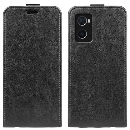 Crazy Horse Texture Vertical Flip Phone Case for Realme 9i/Oppo A36 4G/A76 4G/A96 4G, PU Leather Card Holder Protective Cover