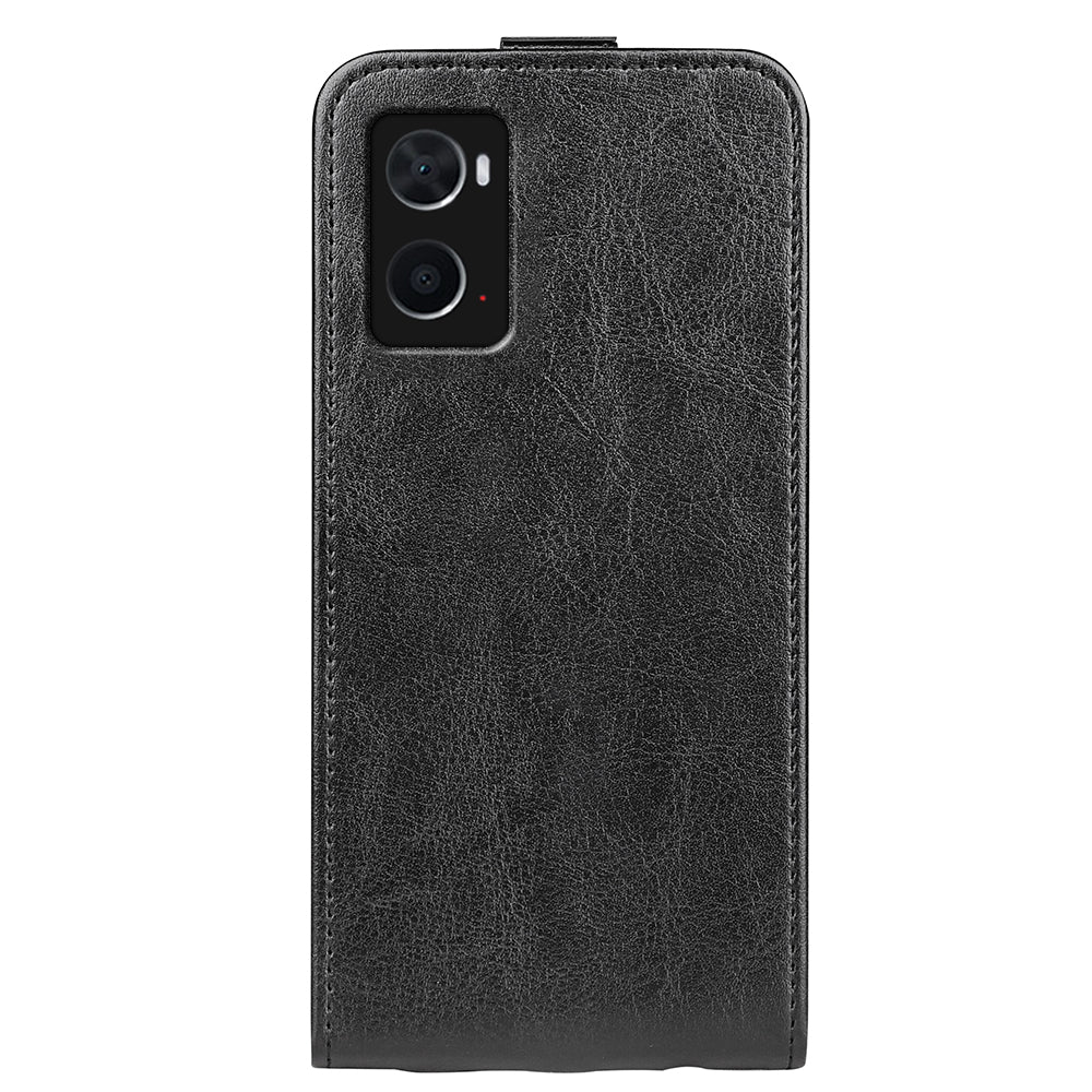 Crazy Horse Texture Vertical Flip Phone Case for Realme 9i/Oppo A36 4G/A76 4G/A96 4G, PU Leather Card Holder Protective Cover