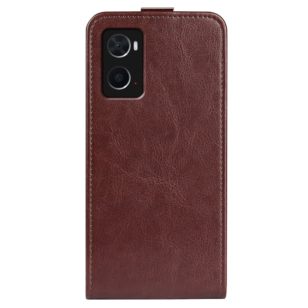 Crazy Horse Texture Vertical Flip Phone Case for Realme 9i/Oppo A36 4G/A76 4G/A96 4G, PU Leather Card Holder Protective Cover