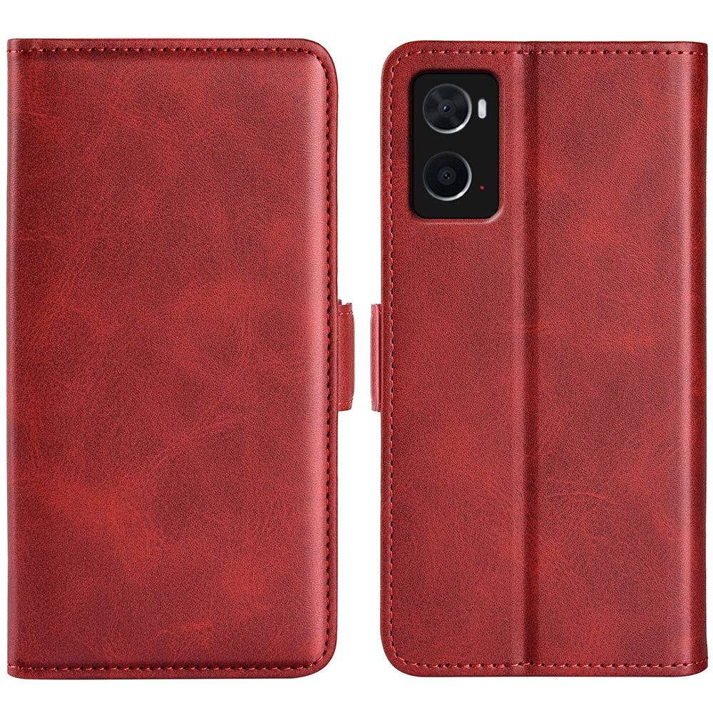 For Realme 9i/Oppo A36 4G/A76 4G Textured PU Leather Phone Case Folio Flip Wallet Protective Cover with Foldable Stand