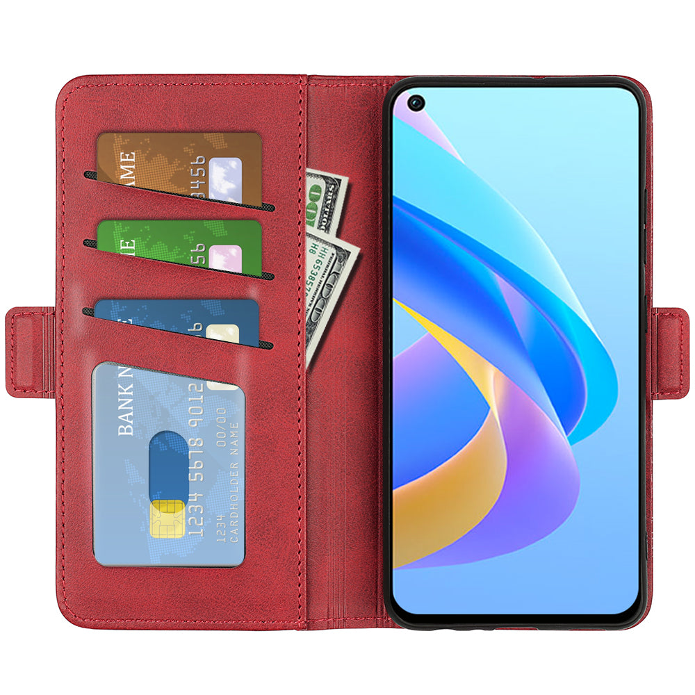 For Realme 9i/Oppo A36 4G/A76 4G Textured PU Leather Phone Case Folio Flip Wallet Protective Cover with Foldable Stand