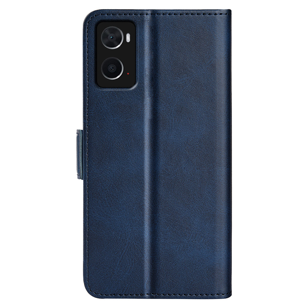 For Realme 9i/Oppo A36 4G/A76 4G Textured PU Leather Phone Case Folio Flip Wallet Protective Cover with Foldable Stand