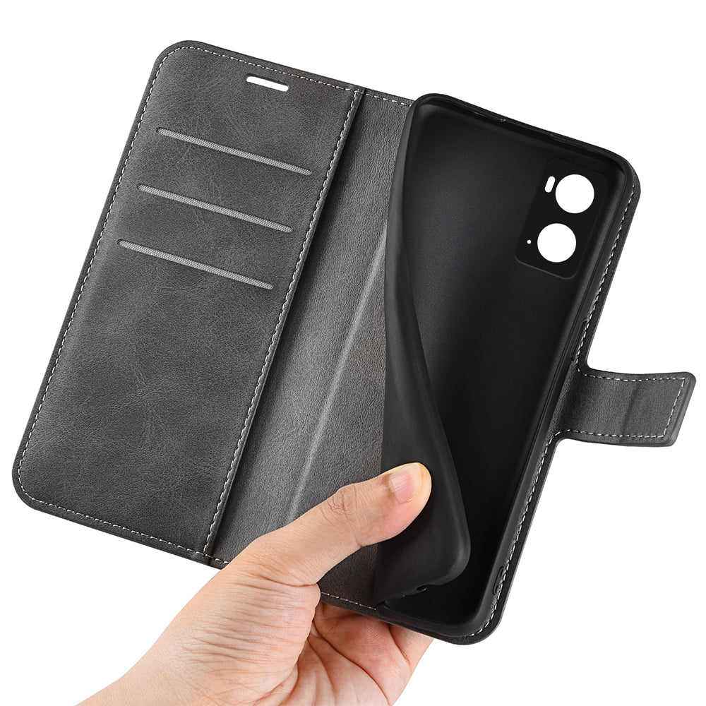 For Realme 9i/Oppo A36 4G/A76 4G Shockproof Textured PU Leather Wallet Phone Case Foldable Stand Folio Flip Phone Cover Shell