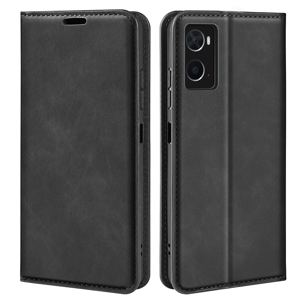 For Realme 9i/Oppo A36 4G/A76 4G/A96 4G Skin-touch Feeling All-round Protection Leather Case Stand Mobile Phone Case with Wallet