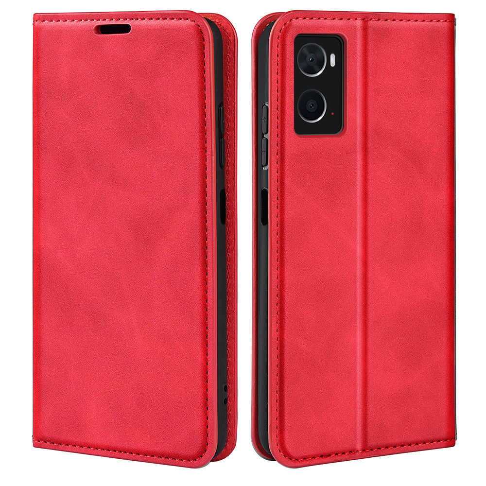 For Realme 9i/Oppo A36 4G/A76 4G/A96 4G Skin-touch Feeling All-round Protection Leather Case Stand Mobile Phone Case with Wallet