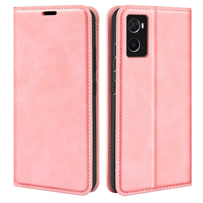 For Realme 9i/Oppo A36 4G/A76 4G/A96 4G Skin-touch Feeling All-round Protection Leather Case Stand Mobile Phone Case with Wallet