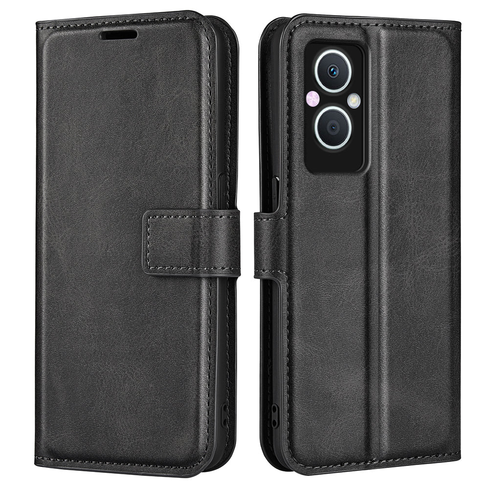 For Oppo A96(China) Textured PU Leather Wallet Phone Case Foldable Stand Folio Flip Phone Cover Shell