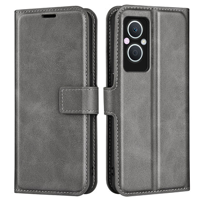 For Oppo A96(China) Textured PU Leather Wallet Phone Case Foldable Stand Folio Flip Phone Cover Shell