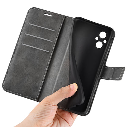 For Oppo A96(China) Textured PU Leather Wallet Phone Case Foldable Stand Folio Flip Phone Cover Shell