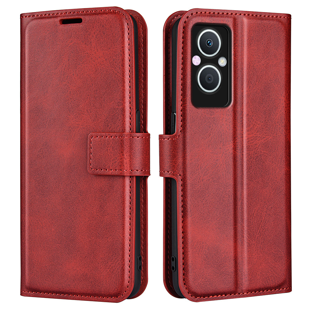 For Oppo A96(China) Textured PU Leather Wallet Phone Case Foldable Stand Folio Flip Phone Cover Shell