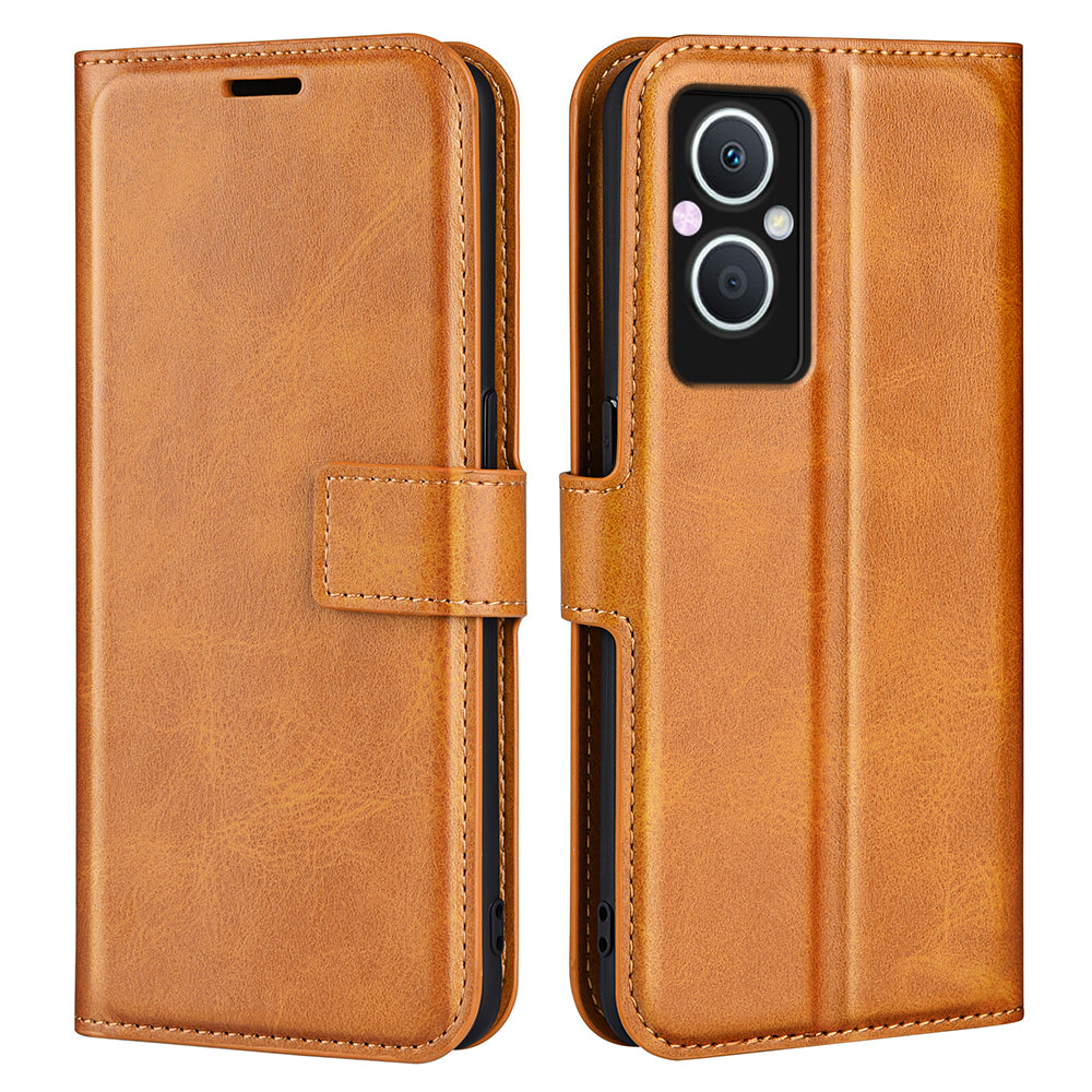 For Oppo A96(China) Textured PU Leather Wallet Phone Case Foldable Stand Folio Flip Phone Cover Shell