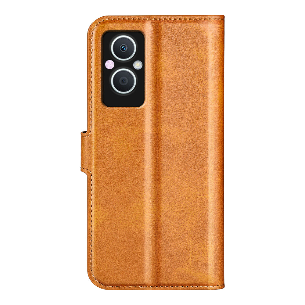 For Oppo A96(China) Textured PU Leather Wallet Phone Case Foldable Stand Folio Flip Phone Cover Shell