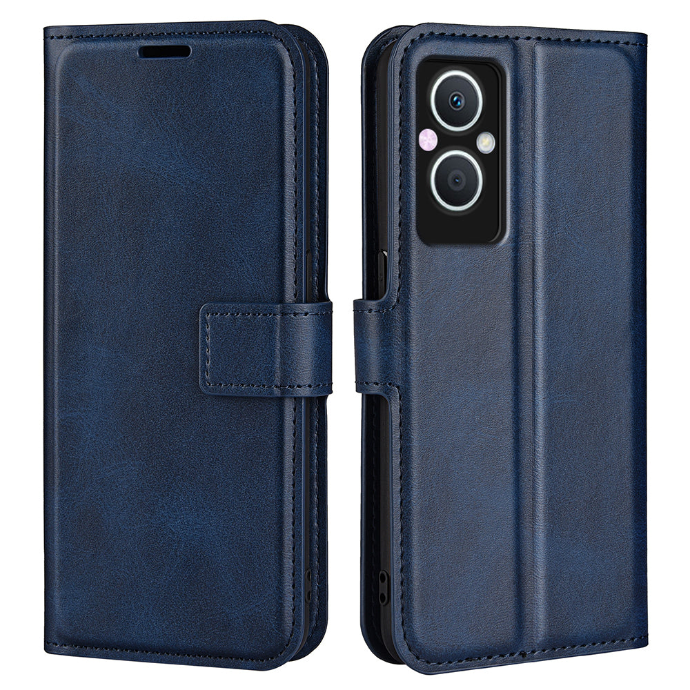 For Oppo A96(China) Textured PU Leather Wallet Phone Case Foldable Stand Folio Flip Phone Cover Shell