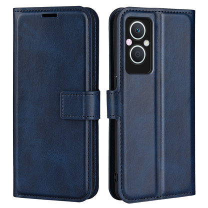 For Oppo A96(China) Textured PU Leather Wallet Phone Case Foldable Stand Folio Flip Phone Cover Shell