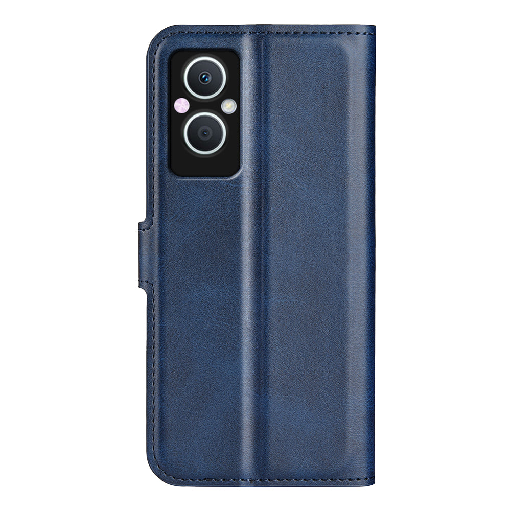 For Oppo A96(China) Textured PU Leather Wallet Phone Case Foldable Stand Folio Flip Phone Cover Shell