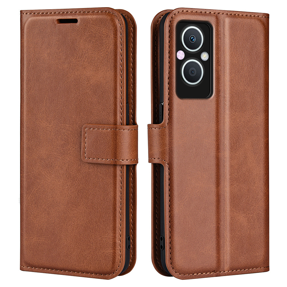 For Oppo A96(China) Textured PU Leather Wallet Phone Case Foldable Stand Folio Flip Phone Cover Shell