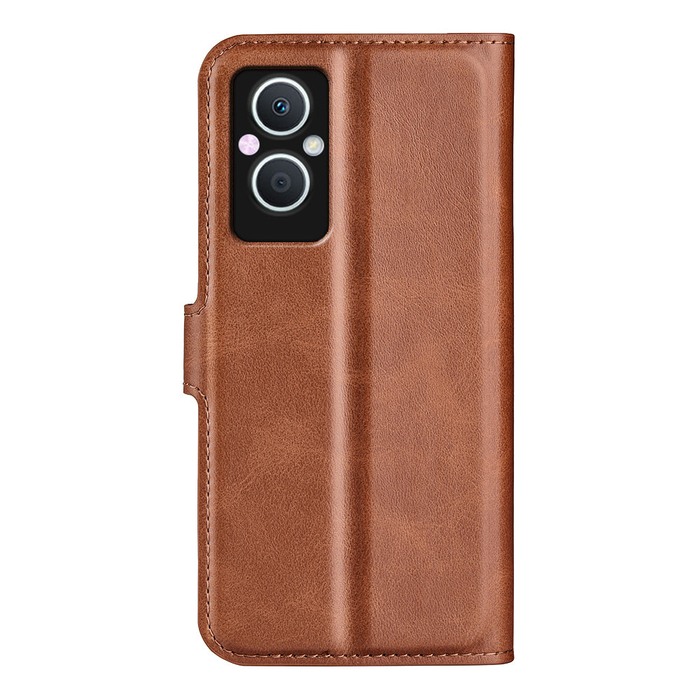 For Oppo A96(China) Textured PU Leather Wallet Phone Case Foldable Stand Folio Flip Phone Cover Shell