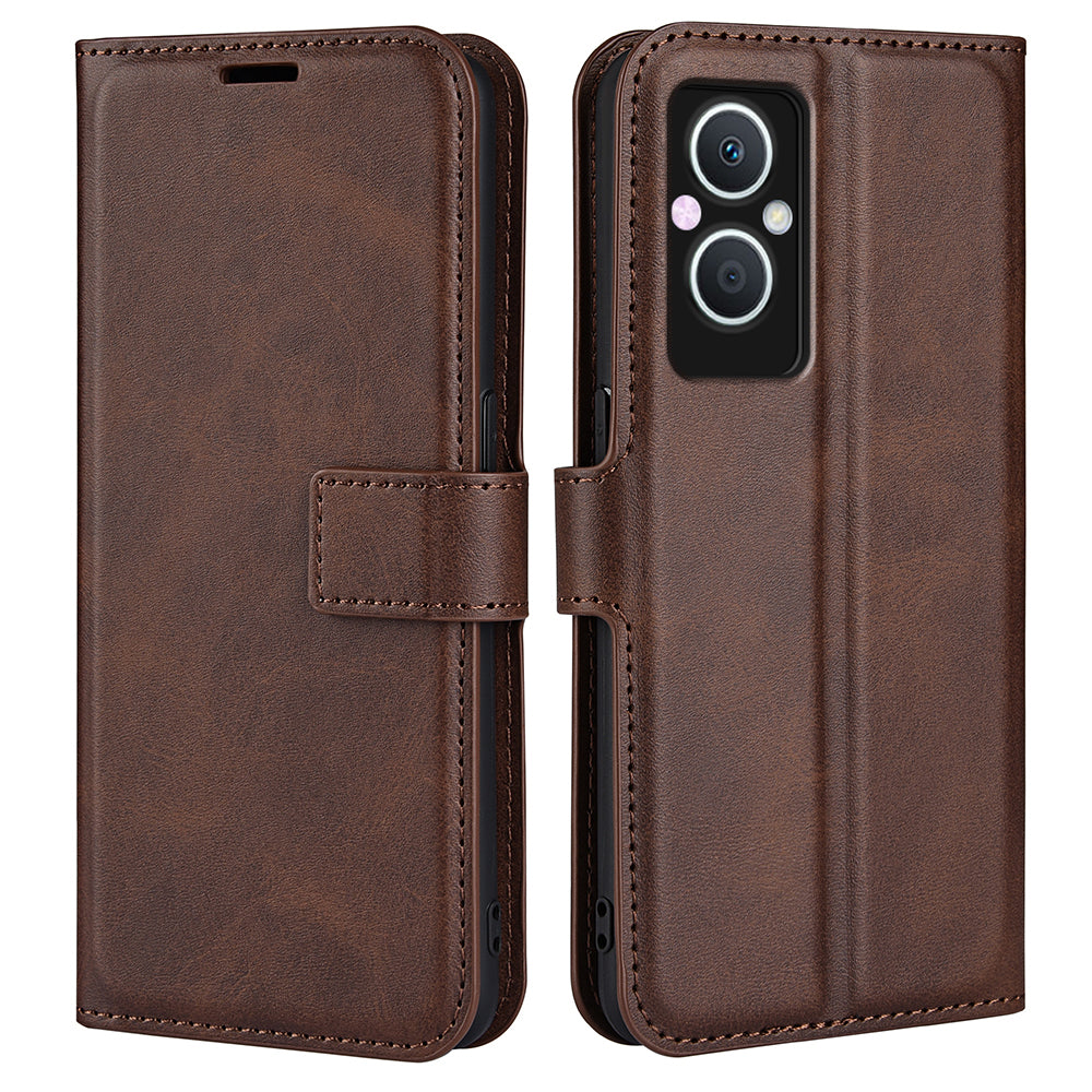 For Oppo A96(China) Textured PU Leather Wallet Phone Case Foldable Stand Folio Flip Phone Cover Shell