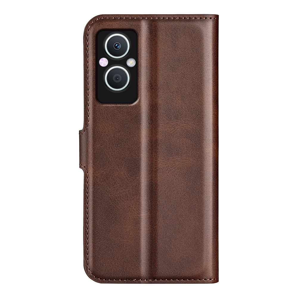 For Oppo A96(China) Textured PU Leather Wallet Phone Case Foldable Stand Folio Flip Phone Cover Shell