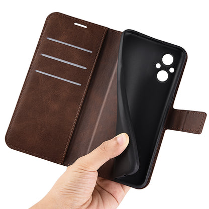 For Oppo A96(China) Textured PU Leather Wallet Phone Case Foldable Stand Folio Flip Phone Cover Shell