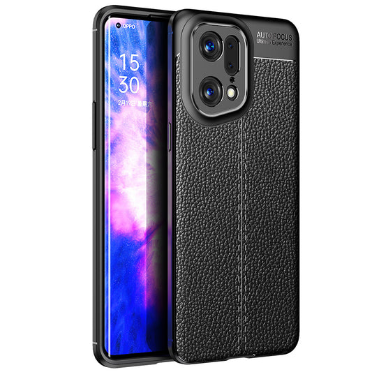 Litchi Texture Phone Case for Oppo Find X5 Pro, Anti-scratch Flexible TPU Protective Cover