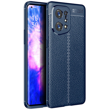 Stylish Litchi Texture Phone Case for Oppo Find X5, Anti-drop Protection Mobile Phone TPU Cover