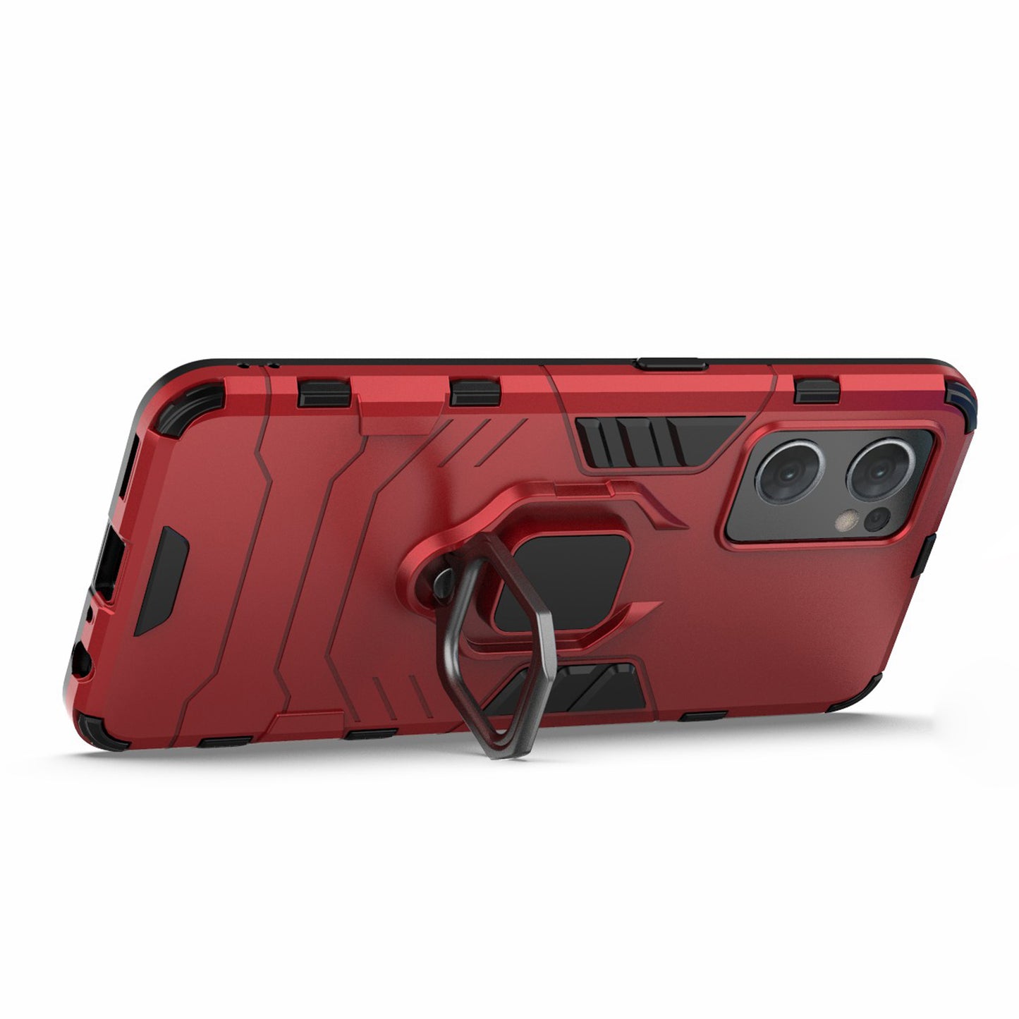 PC + TPU Combo Hybrid Phone Protective Cover for Oppo Reno7 5G (Global) One-Hand Operating Ring Kickstand Case