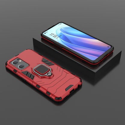 PC + TPU Combo Hybrid Phone Protective Cover for Oppo Reno7 5G (Global) One-Hand Operating Ring Kickstand Case