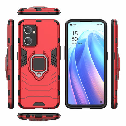 PC + TPU Combo Hybrid Phone Protective Cover for Oppo Reno7 5G (Global) One-Hand Operating Ring Kickstand Case