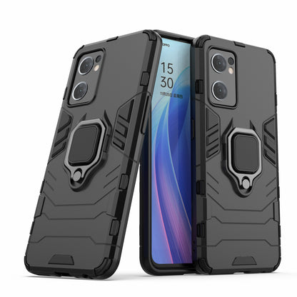 PC + TPU Combo Hybrid Phone Protective Cover for Oppo Reno7 5G (Global) One-Hand Operating Ring Kickstand Case