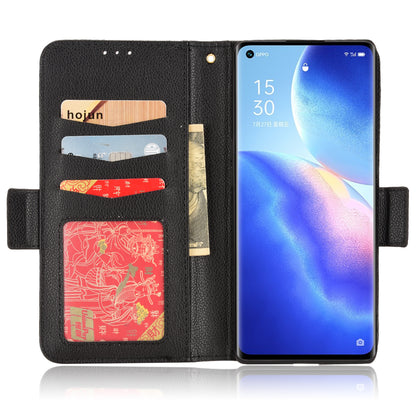 For Oppo Reno5 Pro+ 5G / Find X3 Neo PU Leather Folio Flip Cover Litchi Texture Stand Shockproof Wallet Phone Case