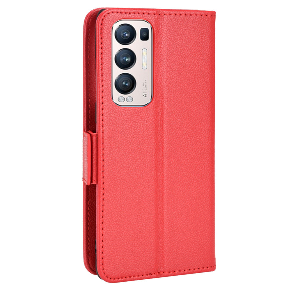 For Oppo Reno5 Pro+ 5G / Find X3 Neo PU Leather Folio Flip Cover Litchi Texture Stand Shockproof Wallet Phone Case